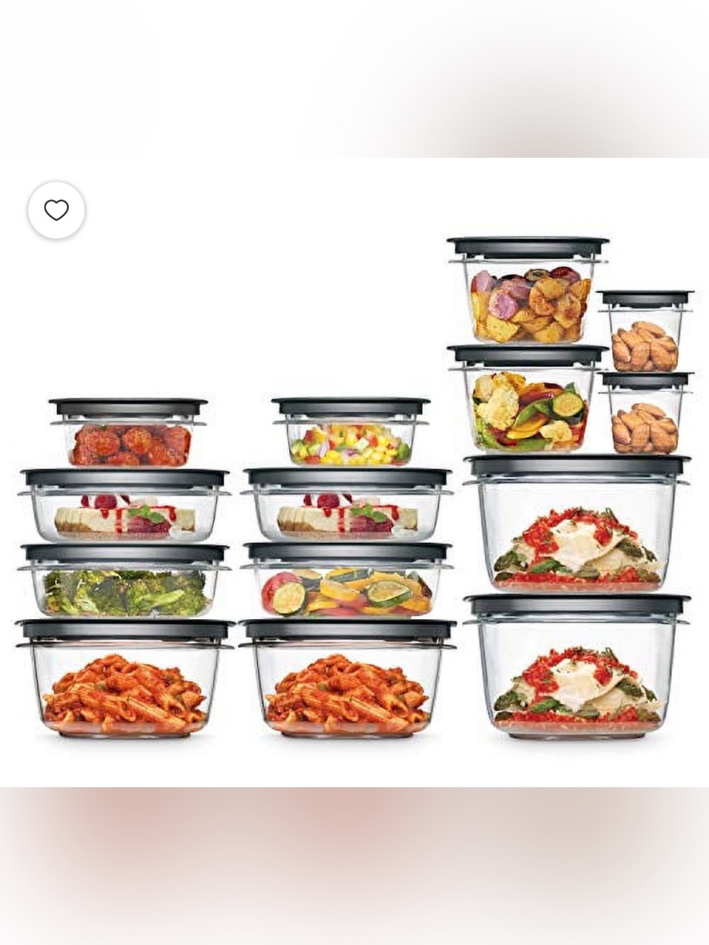 22-Piece Gray Rubbermaid Premier Meal Prep Food Storage Container Set